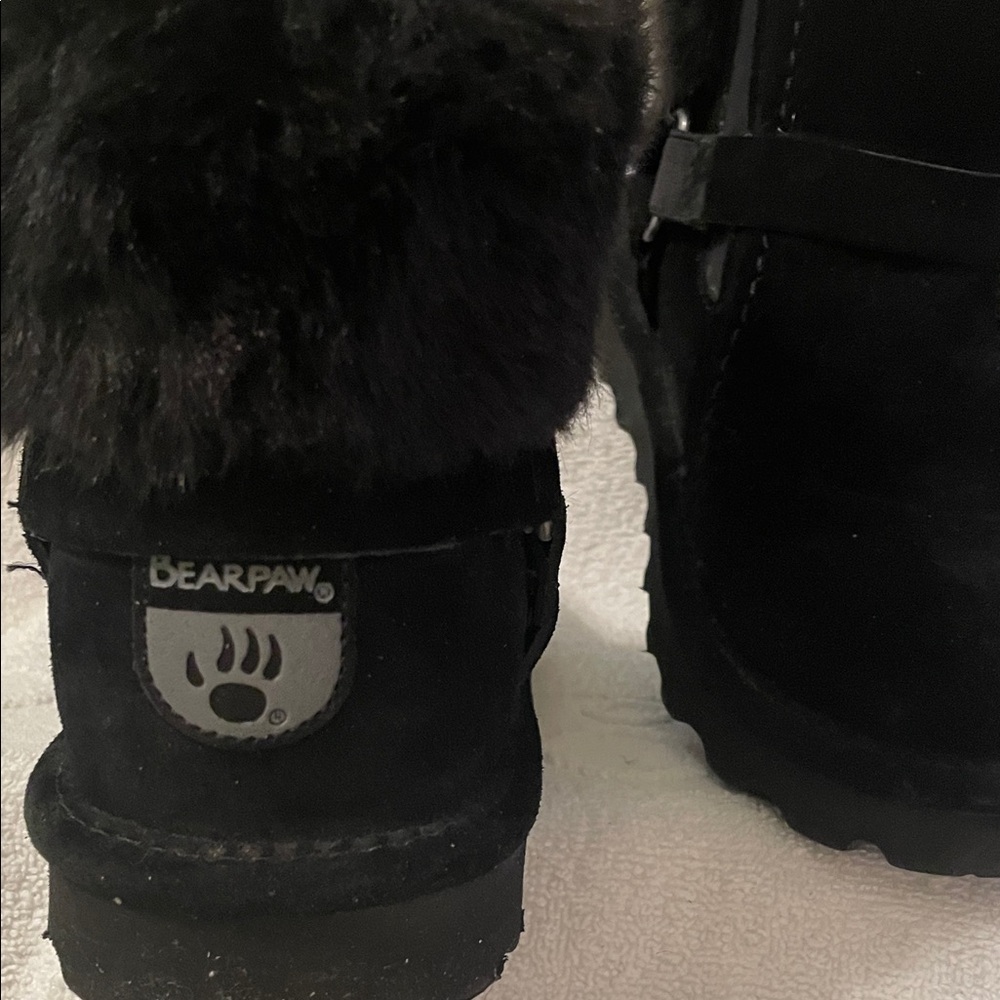 BearPaw  Adult Black  Boots Soft Suede and Faux Fur